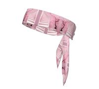 Cherry Blossom White Staircase Tennis Headband, adiustable Sweatband, Perfect for Fitness, Basketball and Running.