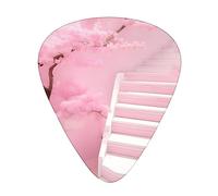 Cherry Blossom White Staircaseguitar Plectrum 12 Piece Set, 3 Thicknesses With Case For Bass Guitar, &Electric Guitar And More.