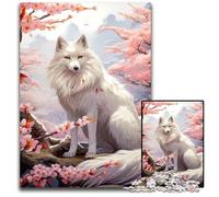 Cherry Blossom Wolf 1000Piece Jigsaw Puzzle Wooden Jigsaw Puzzles for Adults Challenging Brain Teaser for Teenagers Family Game Night Fun 1000 PCS(75x50cm)