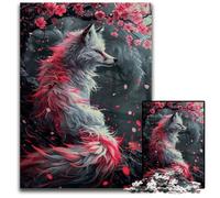 Cherry Blossom Wolf Puzzle 1000 Pieces Jigsaw Paper Jigsaw Puzzles Interactive Family Game Ideal Family Activity Game 1000 PCS(38x26cm)