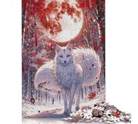 Cherry Blossom Wolf Puzzle Jigsaws 1000 Pieces for Adults & Teenager Age 12 Years Up Christmas Eve Gifts 1000pcs (75x50cm)