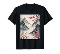 Cherry Blossom Woodblock Sakura Japanese Art Anime Kawaii T-Shirt
