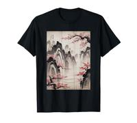 Cherry Blossom Woodblock Sakura Japanese Art Anime Kawaii T-Shirt