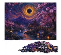 Cherry Blossoms and Eclipse Painting Jigsaw Puzzle for Adults, 500 Pieces | A focused indoor hobby: solo or shared leisure alone or together.