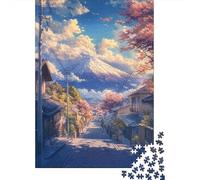 Cherry Blossoms And Mount Fuji 1000-Piece Adult Jigsaw Puzzle, 52x38cm/1000pcs; White Cardboard for Cleaner Sorting; for Calm Hands-on Time after Work