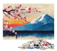 Cherry Blossoms And Mount Fuji Puzzle for Adults And Teenagers 500 Pieces Wooden Puzzles for Teenagers Gifts Brain Teaser Game 500pcs (52x38cm)