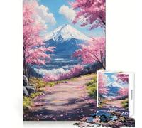 Cherry Blossoms And Mountain Landscape Jigsaw Puzzles 1000 Pieces Clear Thinking Calm Downtime Precise Edges Chic Xmas Gift (38x26cm)