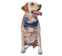 Cherry Blossoms And The Moon Printed Graphic Pet Triangle Scarf For Dogs & Cats, Adjustable Cute Pet Bandana For & Photo Shoots