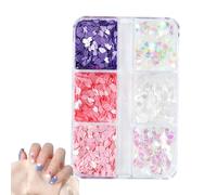 Cherry Blossoms Art - 3D Holographic Petals, Six Color Sakuras Sequins | Dimensional Floral Nails Decores, Shimmering Glitter Flakes for Nails, Realistic Blossom Embellishments for Nailes Designs