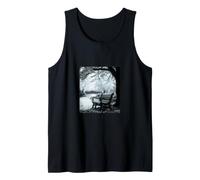 Cherry Blossoms B&W Sakura Photo Spring Park Bench Japan Tank Top