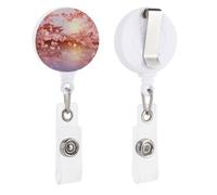 Cherry Blossoms Badge Reel, Rotatable & Retractable Name Badge Holder Reel with Metal Clip, Nylon Cord ID Holder for Teacher, Nurse, Office Worker