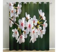 Cherry Blossoms Blackout Curtains Eyelet 90x72 Inch 2 Panels Thermal Insulated Drapes 3D Print Spring Flowers Curtains for Bedroom Living Room Darkening Window Treatments C/868