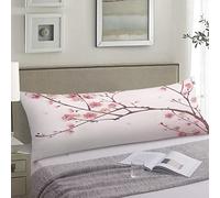 Cherry Blossoms Body Pillow Cover Pink Flowers Plum Branch Cherry Blossom Flower Cushion Long Pillowcase with Zipper Decorative Bed Pillow Cases Floral Pillow Covers for Bedroom,Couch,Sofa 20"x54"