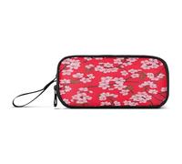 Cherry Blossoms Branches Red Pen Pouch Bag, Classic Pocket Pencil Case, Womens Pencil Pouch