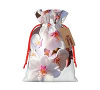 Cherry Blossoms Burlap Drawstring Gift Bag With Tag, Reusable Linen Pouch For Christmas, Birthday, Party, Small Gift Packaging S