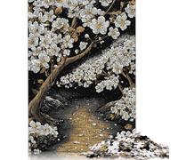 Cherry Blossoms by River Puzzle DIY Game Paper Rectangular Jigsaw Puzzle for Boy Or Girl Birthday Present 500pcs (52x38cm)