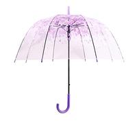 Cherry Blossoms Cute Transparent Bubble Umbrella - Clear Dome Semi-Automatic for Kids, Girls, Boys or Women - Romantic Windproof Wedding Decoration (Purple)