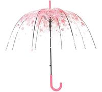 Cherry Blossoms Cute Transparent Bubble Umbrella - Clear Dome Semi-Automatic Sunny Umbrella for Kids, Girls, Boys, Women - Romantic, Wedding Decoration - Waterproof Canopy - Pink