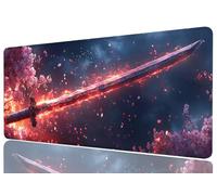 Cherry Blossoms Desk Mat Gaming Desk Pad Large Mouse Keyboard Pad Glowing Red Light Fantasy Anime Desktop Mats Computer Keyboard Pad Mouse Mat Laptop Mat Office Home Decor 31.5" x 11.8"