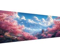 Cherry Blossoms Diamond Art Kits for Adults, Full Drill Diamond Painting Landscape Kits for Beginners, Gem Crafts Embroidery Pictures for Home Decoration, Mothers Day Gifts for Mum, 50x100cm Y1-192