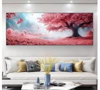 Cherry Blossoms Diamond Painting Kits for Adults, 5D Tree Large Diamond Art Kits Adults, DIY Round Full Drill Gem Art Mosaic Kits for Beginner, Crystal Crafts for Home Wall Decor 80x240cm, Model223