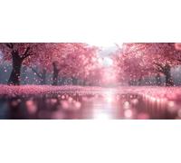 Cherry Blossoms Diamond Pinting Landscape Diamond Art Kits Adults, Crystal Gem Art Round Full Drill Crystal Rhinestone Embroidery Cross Stitch Hobbies for Adults Women, Home Decor 12x24inch -hjw2604E9