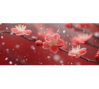 Cherry Blossoms Diamond Pinting Winter Diamond Art Kits Adults, Crystal Gem Art Round Full Drill Crystal Rhinestone Embroidery Cross Stitch Hobbies for Adults Women, Home Decor 100x300 cm -hjw260414