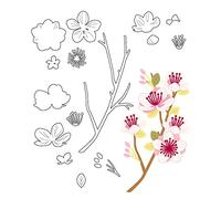 Cherry Blossoms Dies for Card Making DIY Scrapbooking Branch Layered Cherry Blossoms and Leaves Metal Cutting Dies for Paper Crafting Handmade Crafts Scrapbooking Supplies Embossing Stencil Die Cuts