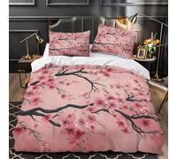Cherry Blossoms Duvet Cover 3D Design Printed Durable 3 Pieces Bedding Set Zipper spring Floral Art_1 Quilt Cover Premium Washable for Adults Kids Women Teens Youth Girls Boys Single（140x200cm）