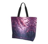 Cherry Blossoms Fluttering Print Large Women Tote Bag,Stylish Waterproof Ladies Shoulder Bag, Folding Beach Travel Bag for Work,Shopping