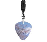 Cherry Blossoms Fuji Mountain Fashion Guitar Picks Necklace Music Jewellery Personalized Pendant