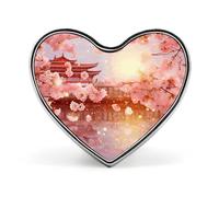 Cherry Blossoms Heart Pin, 1 Inch Metal Love Lapel Pins - Lightweight, Smooth Edges, Versatile Badge Brooch for Jackets, Shirts, Bags, Gifts for Friends, Family
