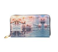 Cherry Blossoms In Full Bloom Pattern, Women'S Wallet, Long Clutch Wallet, Credit Card Holder Wallet, Travel Coin Purse, Black, One Size