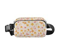 Cherry Blossoms Large Capacity Waist Pack Crossbody Bag with Adjustable Strap for Travel Running Hiking, Autumn Leaf on Old White Wooden, One Size