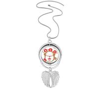 Cherry Blossoms Lucky Fortune Cat Japan Pendant Angel Wings Rotating Necklace Jewelry