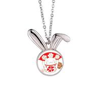 Cherry Blossoms Lucky Fortune Cat Japan Rabbit Necklace Pendant Bunny Animal Jewelry Gift