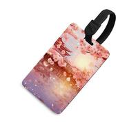 Cherry Blossoms Luggage Tags Durable TPU Suitcase Tag with Info Card, Scratch-Resistant Bag Tags for Suitcases, Travel Bags & Backpacks, Easy to Identify, Black-style, One Size, classic