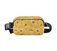 Cherry Blossoms Men Women Fashion Fanny Pack Waist Bag for Travel Vacation Running, Bees on Yellow, One Size