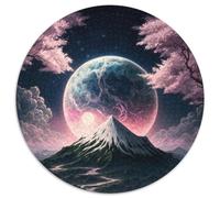 Cherry Blossoms Mount Fuji Jigsaw Puzzles for Adults 1000 Piece 1000Pc Adults Round Jigsaw Puzzle High-Difficulty Brain Teaser for Teenagers (Size 67.5x67.5cm)