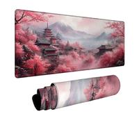 Cherry Blossoms Mouse Mat Japanese Architecture Mousepad with Stitched Edges Desk Mat Improved Pecision Speed, Mouse Pad Desk Accessories for Laptop Keyboard Autumn Decorations 40x16x0.12in DBYH-2941
