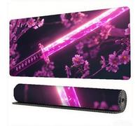 Cherry Blossoms Mouse Mat XXL 63x31.5x0.12 inch Large Gaming Mouse Pad Sword Desk Mat Stitched Edges, Washable Japanese Mousepad with Anti-Slip Rubber Base Desk Pad for Laptop Office Decor, Model671