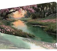 Cherry Blossoms Mouse Pad,1000x500x3mm Mouse Mat Stream Desk Mat Large,Soft Smooth Surface Anti-Slip Rubber Base Mousepad Waterproof,Durable,Extended Length Desk Pad for Christmas Decorations N1-614