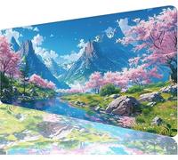 Cherry Blossoms Mouse Pad,800x300x3mm Mouse Mat Valley Desk Mat Large,Soft Smooth Surface Anti-Slip Rubber Base Mousepad Waterproof,Durable,Extended Length Desk Pad for Christmas Decorations N1-917