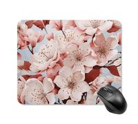 Cherry Blossoms Mouse Pad Square Laptop Mouse Mat Cute Computer Mousepad Keyboard Pad Non-Slip Desk Pads for Gaming Office Work Home 20 * 25cm