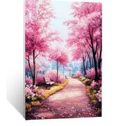 Cherry Blossoms Paint by Numbers for Adults Landscape Painting by Numbers Canvas for Children Wall Art Supplies 40 x 32 in, DIY Waterproof Canvas Painting Adult Crafts for Room Decor Gifts LSJ-8357