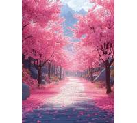 Cherry Blossoms Paint by Numbers for Adults, Landscape Painting by Numbers DIY Color Oil Painting Hobbies for Adults Women with Acrylic Paint Brush Set for Room Decor, Wall Art 12x16 inches -zjn25076I