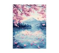 Cherry Blossoms Paint by Numbers for Adults Landscape Painting by Numbers for Adults, Art Supplies with Color Canvas for Painting 12 x 16Inch 36 Colors of Acrylic Paint and Brush, Room Decor 2YH-10792