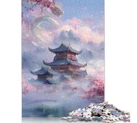 Cherry Blossoms Palace Wooden Jigsaw Puzzle 300 Piece for Adults Fun Education Game Stress Relief Toy Intellectual Game Home Decoration Challenge Educational 300pcs (40x28cm)