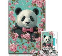 Cherry Blossoms Panda Puzzles for Adults And Teenagers,Challenging To Complete But Fun And Humorous Birthday Present,Gifts,Wall Art (38x26cm)
