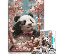 Cherry Blossoms Panda Puzzles for Adults Teens 1000pc Puzzle,Help The Brain Exercise Addictive Toys to Cultivate Patience Parent-child Interaction (75x50cm)